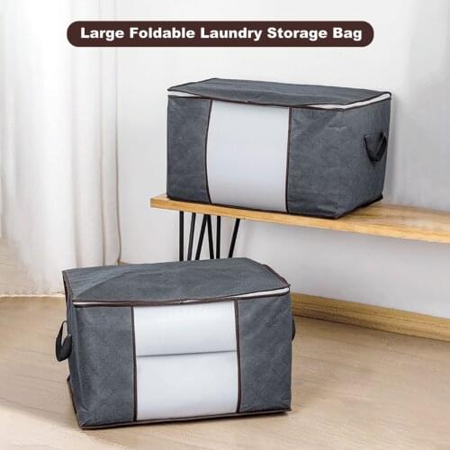 3/6pcs Foldable Clothes Storage Bag Non-woven Quilts Blankets Sweater Closet Organizer Bag Cabinet Laundry Clothing Storage Bags