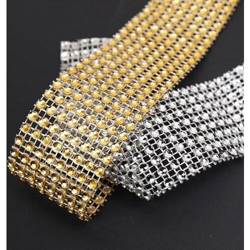4cm*10 Yard Sewing Trim Crystal Motif Rhinestone Tape Applicator Ribbon Appliques for Dresses Wedding Decoration