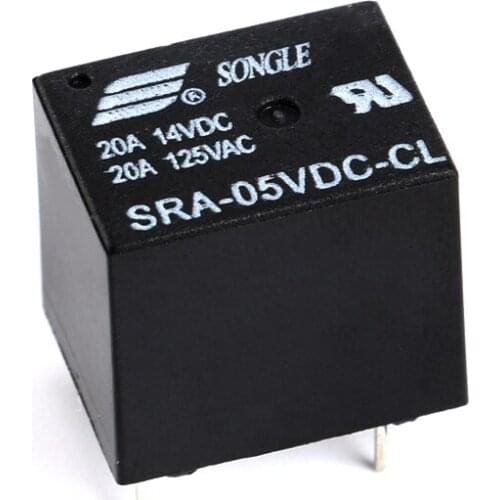 5Pcs 5V 12V 24V 20A DC Power Relay SRA-05VDC-CL SRA-12VDC-CL SRA-24VDC-CL 5Pin PCB Type In stock Black Automobile relay