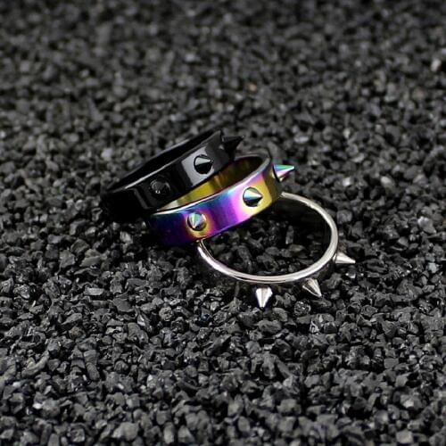 MixMax 50pcs Men Women Stainless Steel Rings Punk Style Fashion Spike Band Jewelry Ring Wholesale Lot