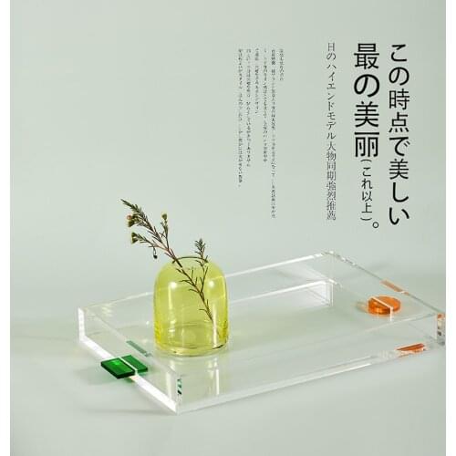 Orange Green Blue Acrylic Tray Rectangular Fruit Tray Storage Plate Serving Tray Decoration