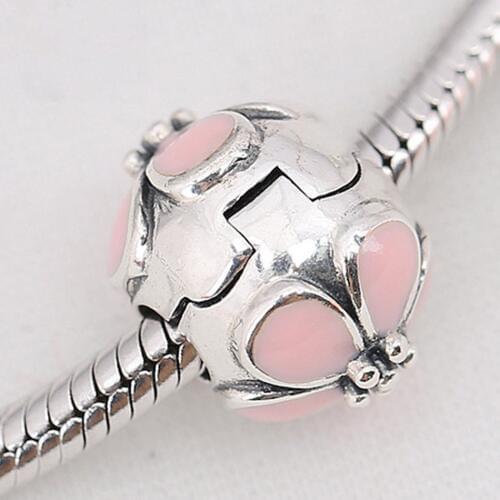 Authentic S925 DIY Jewelry Peach Bloom Clips Stoppers Charm fit Lady Bracelets & Bangles