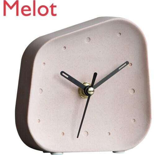 White Stone Clock Nordic Table Clock Simple Clock Book Desktop Decoration Small Table Clock Handmade Lucky Crafts cute clock