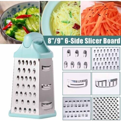8/9 inch Stainless Steel Large 6-Sided Grater for Melon Vegetables Cheese Ginger Cutter Vegetables Kitchen Tool