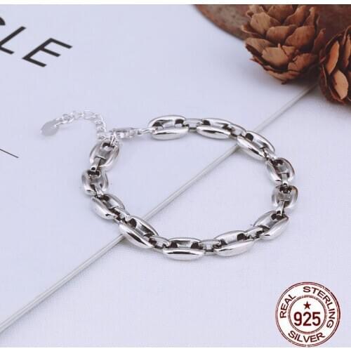 Sterling silver S925 Pig nose bracelet female student tide brand personality boy simple word buckle net red hand jewelry
