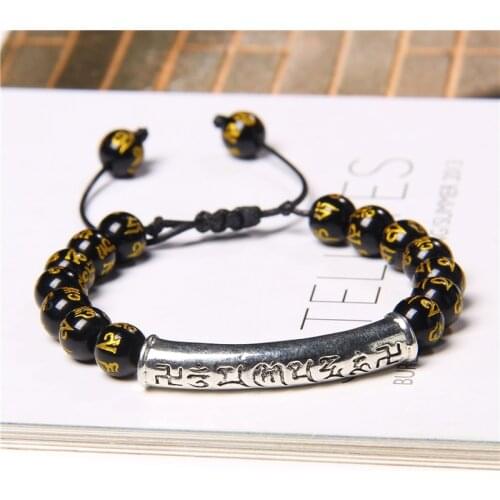 Motto Charm Bracelets For Women Men Natural Stone Tiger Eye Lava Bead Adjustable Braided Bracelet Fengshui Buddhism jewelry