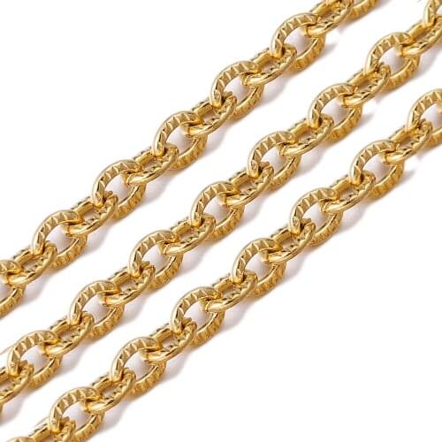 2M Width3mm Stainless Steel Chain Embossed Flat Cable Link Chains for Necklace DIY Making Supplies Wholesale Lots Bulk Handmade