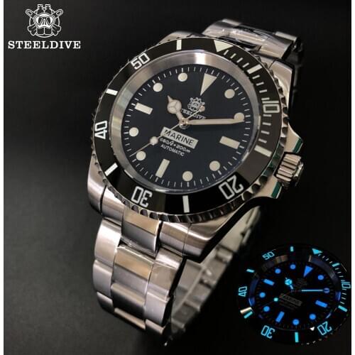 STEELDIVE Men Automatic Diving Watch Sapphire Crystal Ceramic Bezel NH35 Dive Watch 200m Watches Men Mechanical Wristwatch