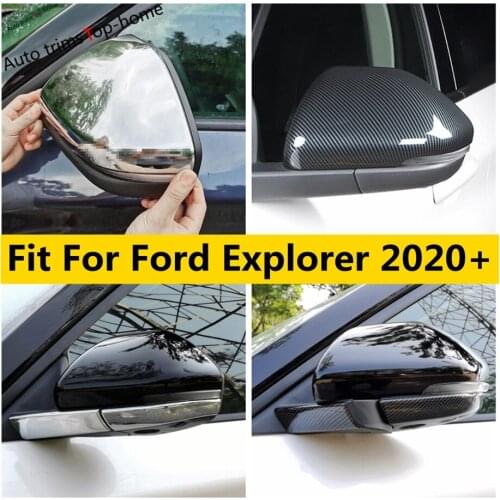 For Ford Explorer 2020 2021 Rearview Mirror Case Caps / Stripes Cover Trim ABS Chrome / Carbon Fiber Look Accessories Exterior