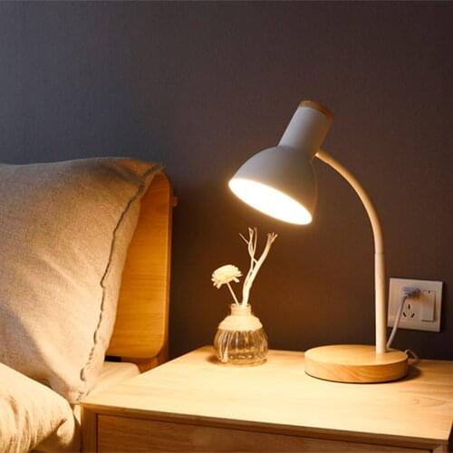 Wood Table Lamp Metal Shade studyroom LED Desk Light Bedside Bedroom Adjustable Reading Book Table Lighting Home office working
