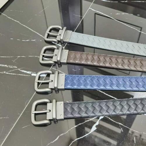 Designer Braided Belts Male Cow Leather Belt High Quality Luxury Strap Blue/Black/Gray/Brown Fashion Casual Waistban 95-125CM