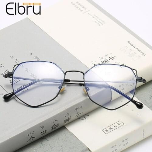 Elbru Fashion Anti Blue Light Myopic Glasses Men Women Ultralight Cat Ear Shaped HD Short-sighted Eyeglasses Diopters -1.0 -4.0