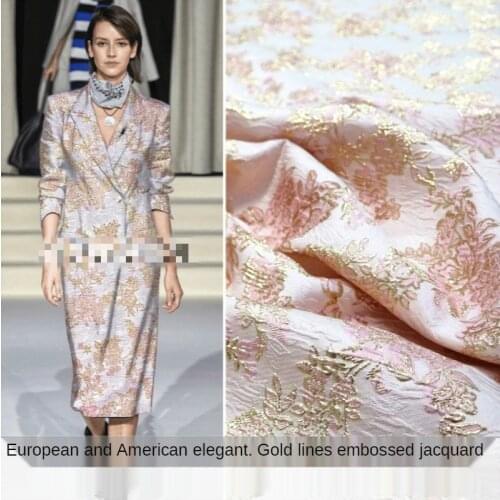 Elegant three-dimensional relief gold silk yarn-dyed jacquard suit jacket fashion fabric brocade clothing fabric