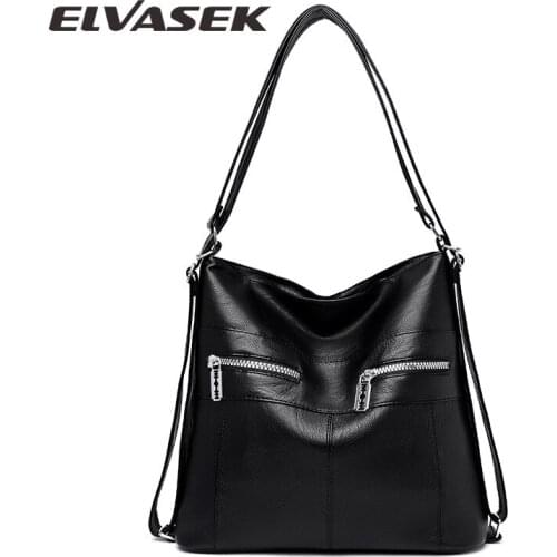 ELVASEK Large Capacity Women’s Bag 2020 Multifunction Vintage Female Shoulder Bag Top-handle Bags Sac A Main Bag For Women