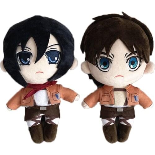 20cm Anime Attack on Titan Plush Doll Rival Ackerman Eren Jager Soft Stuffed Pillow Mikasa Ackerman Plush Toys Doll for Kids