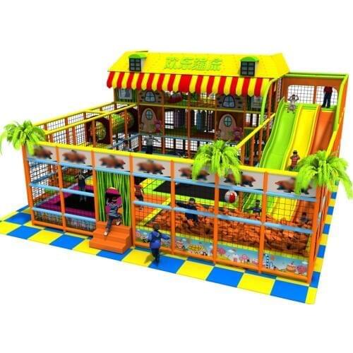 Customized amusement indoor playground park big slide sport trampoline with sponge pit YLW-IN171056
