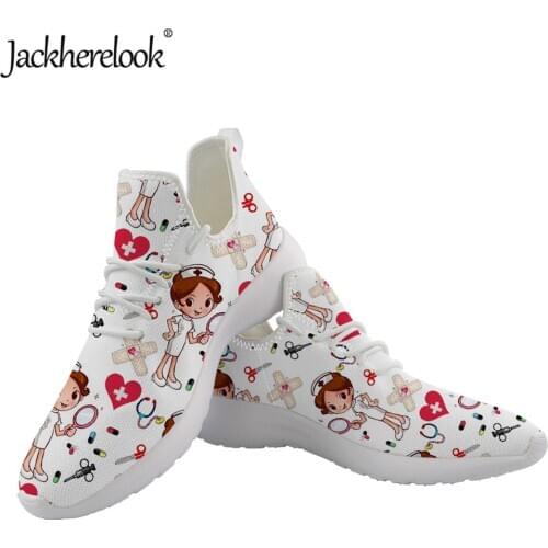 Jackherelook Cute Cartoon Doctor/Nursing Shoes Women Knit Sneakers Spring/Autumn Lightweight Female Lady Flats Shoes Mujer Pisos