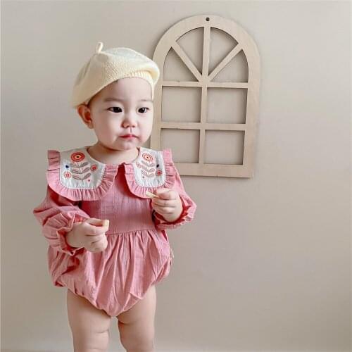Dibeberabbit Newborn Baby Girls Clothes Flower Baby Romper Long Sleeve Spring Infant Jumpsuit Cotton Toddler Playsuit Overalls