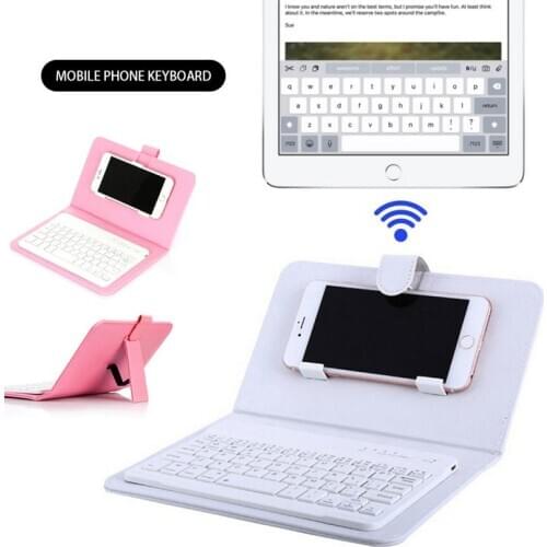 Phone Bluetooth Keyboard Case Leather Stand Cover For 4.2inch-6.8Inch IPhone / Android Phone Bluetooth Keyboard