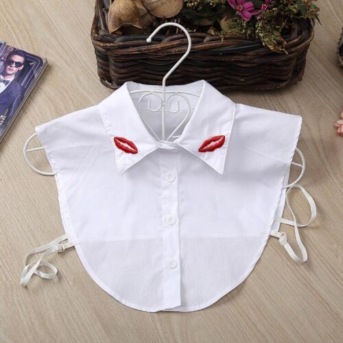 Red month Crystal Women 's Shirt Fake chiffon false shirt collier Lingerie Collar Lace Decorative bead collar lace