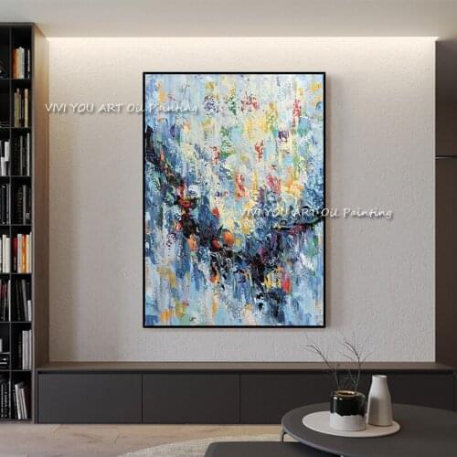 Colorful Abstract Wall Art Pictures 100% Handmade Knife painting Canvas Art Handmade Oil Painting for Wall Decoration