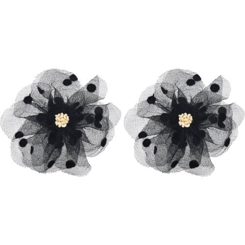 Korean Style Lace Flower Earrings for Women Fashion Bohemian Boho Cute Yarn Flower Earrings Summer Wedding Jewelry Gift for Girl