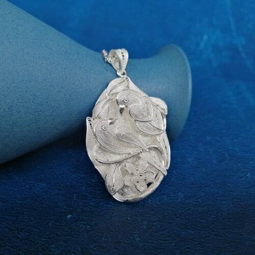 Birds Weave 999 Sterling Silver Pendant Men Chakra Necklace Women Accessories Fashion Vintage Luxury Jewelry Trendy Unisex