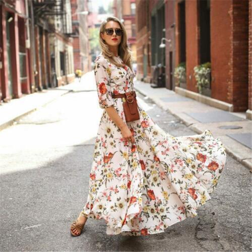 Summer Women Dress Boho Style Long Maxi Dresses Evening Party Clothes Beach Sundress Ladies Dresses Floral Dress Womens Clothing