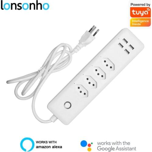 Lonsonho Tuya Smart Life WiFi Smart USB Power Strip Brazil Plug Brasil Sockets Compatible Alexa Google Home