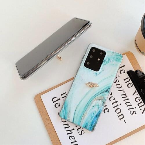 Matte surface Marble With Finger ring Phone Case For Samsung Galaxy S21 S20 Note 9 10e plus 20 ultra Back Cover Soft Cases Coque