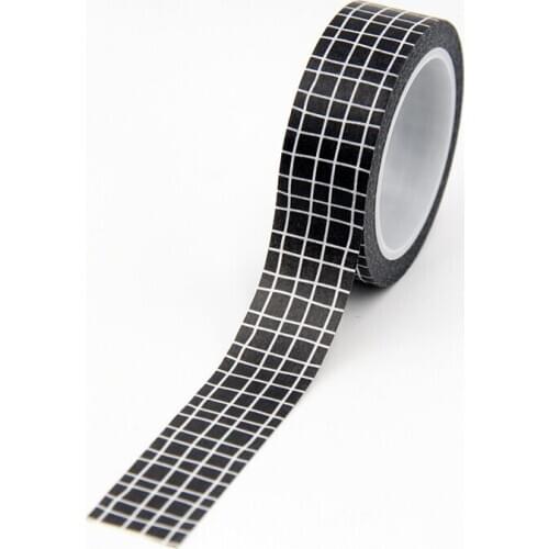 New Arrival 1PC 15MM*10M White Stripes Black Washi Tape Sticky Adhesive Tape Scrapbooking Album DIY Decorative Tape
