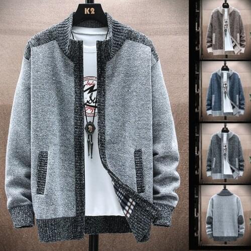 New Autumn and Winter Plus Size Sweater Coat Stand Collar Cardigan ropa para hombre