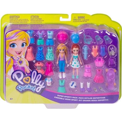 Genuine Polly Pockets Toy Mini Polly Dolls Accessories Super Sporty Pack Dress Up Girls Party House Dolls Toys for Kids Gift