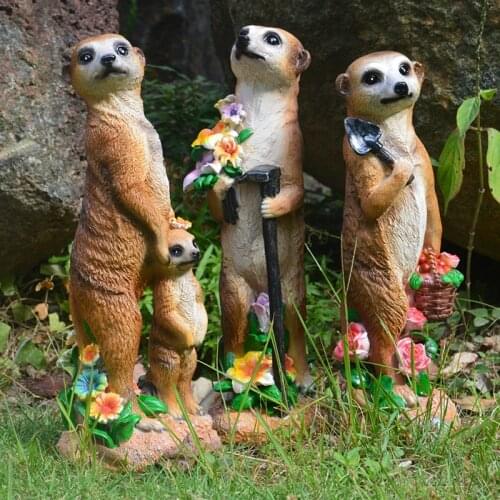 Outdoor Animal Resin Meerkat Groundhog Statue Ornaments Garden Landscape Figurines Decoration Courtyard Lawn Sculpture Crafts