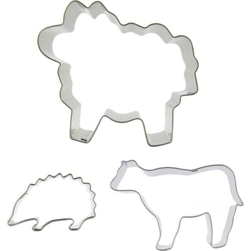 Sheep, Small Hedgehog, Yak shaped 3 piece biscuit cutting molds, baking tools, cake decorating soft candy tools
