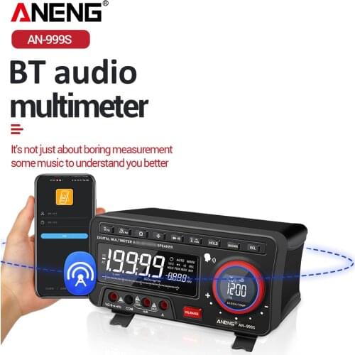 ANENG 2-In-1 BT Speaker AC/DC Bench Digital Multimeter 19999 Counts True-RMS Voice Broadcast Multimeter Auto-Ranging MultiTester