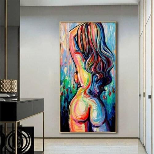 Portrait painting Hand painted Sexy Nude Woman Body Picture Oil Painting On Canvas Posters Wall Art For Living Room Home Decor