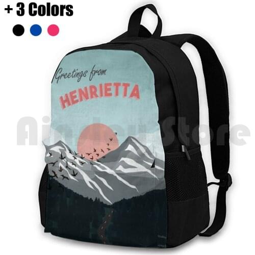 Greetings From Henrietta Postcard Art Outdoor Hiking Backpack Riding Climbing Sports Bag Henrietta Trc The Raven Cycle Raven