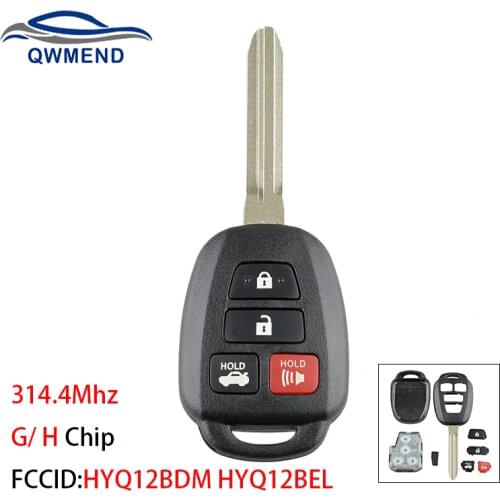 BHKEY HYQ12BDM 314.4Mhz Remote Key for Toyota Camry Corolla 2012-2017 H/G Chip No Mark 3+1 Buttons for Toyota Car Key HYQ12BEL