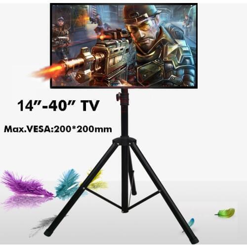 14 "- 40" /55" Moving LCD TV Mount Cart Display Base Full Motion TV Tripod Folding Floor Rack Max.VESA 200*200mm Loading 50kgs