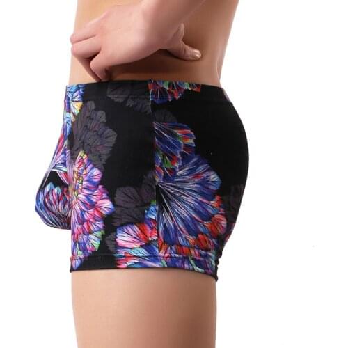 Boxer Mens Underwear Sexy Low Waist U-convex Pouch Male Panties Fashion Printed Boxers Youth Men Soft Breathable Underpants