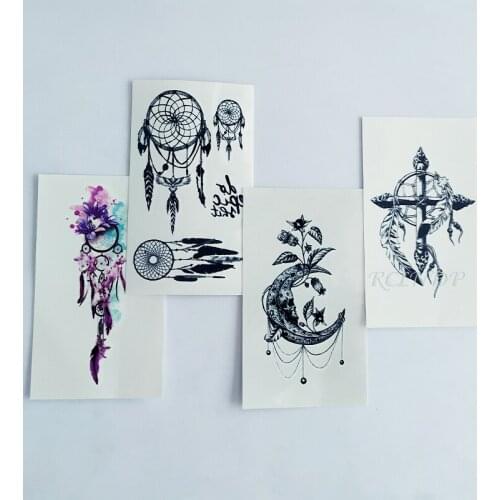 Waterproof Temporary Tattoo Sticker moon cross flower feather net small art tatto flash tatoo fake tattoos for women men kid
