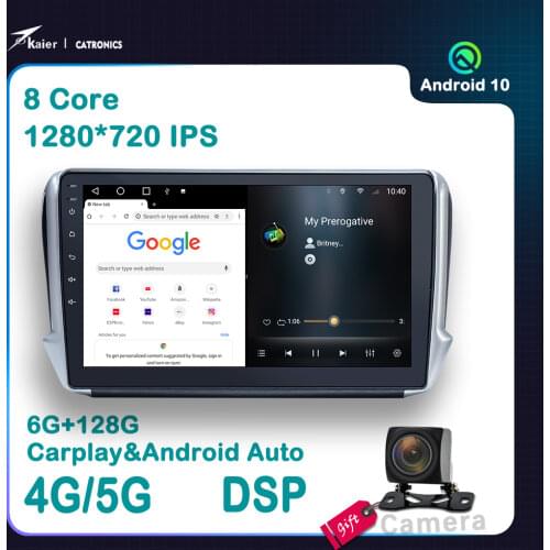 Octa core android 10 6+128G CATRONICS For Peugeot 208/2008 2013-2020 Car DVD Multimedia Radio GPS Player with DSP 4G