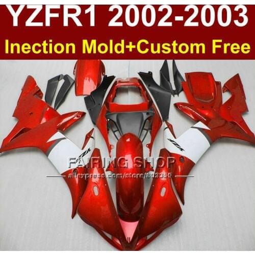 Aftermarket red white body repair parts for YAMAHA YZFR1 2002 2003 fairings yzf r1 YZF1000 02 03 bodywork+7gifts
