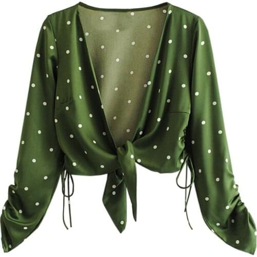 Green Womens Tops And Blouses 2020 Summer Polka Dot Boho Kimono Cardigan Casual Shirts Femme Vintage Blusas DD2481