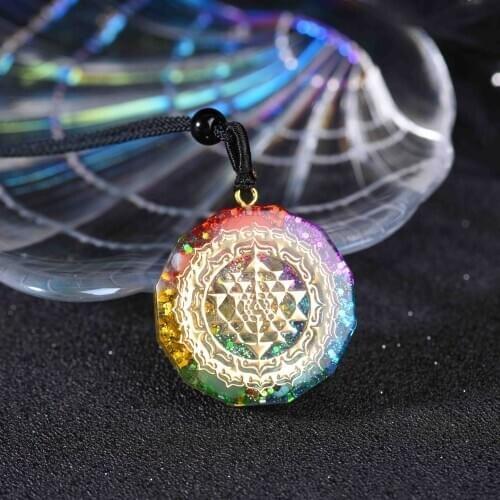Hot Sale Orgonite Pendant Sri Yantra Necklace Sacred Geometry Chakra Energy Necklace Meditation Jewelry Handmade Dropshipping