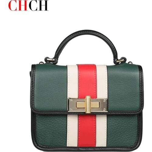 CHCH Ladies Handbag Luxury Business Casual Shoulder Bag for Women Genuine Leather Small square bag
