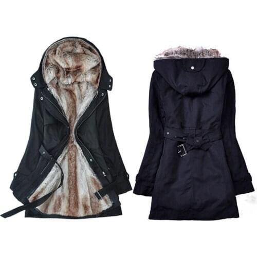 Winter Jacket Women 2021 Fleece Long Coat Wool Liner Warm Winter Thickening Cotton-padded Clothes Vestidos Winter Coat Women