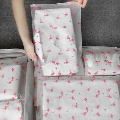 1/5pcs Translucent Plastic Bag Zip Lock Storage Pouch Waterproof Travel Portable Cloth Organizer