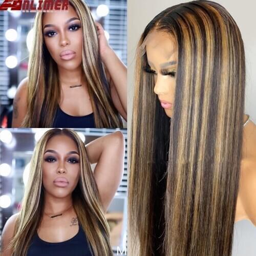 150 Density 13x6 Lace Front Wigs Highlight Blonde Piano Color Straight Lace Frontal Wig Brazilian Remy Silk Base Human Hair Wig